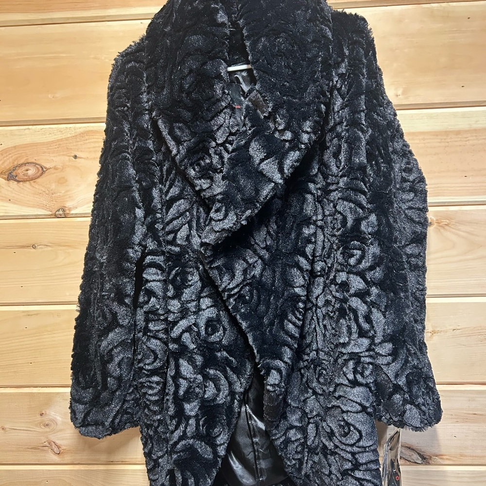 Adrienne Landau Black Teddy Jacket Faux Fur